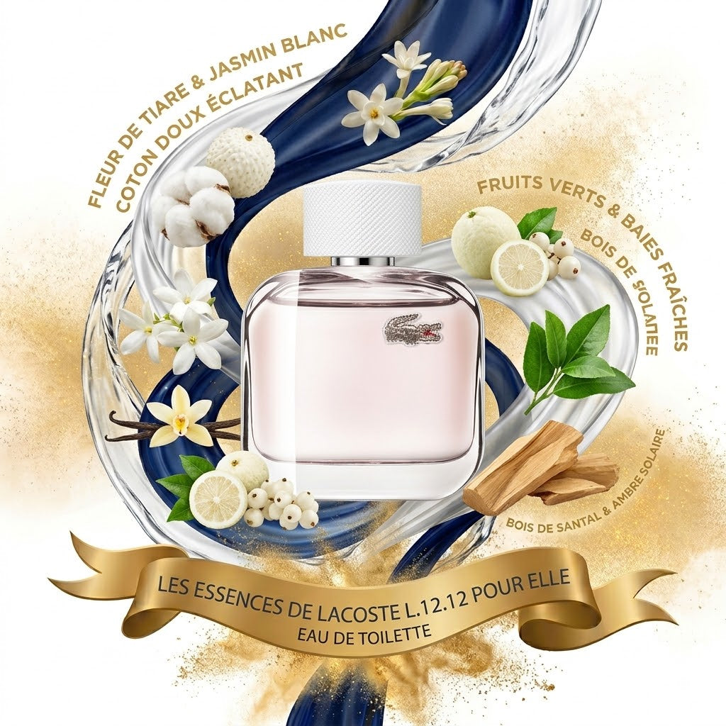 Flacon de parfum LACOSTE L.12.12 ELEGANT EDT pour femme - ZAFFIRO Parfumerie de luxe Algérie